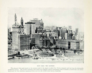 1925 Print Battery Park Manhattan Island New York Harbor Cityscape XGAG2