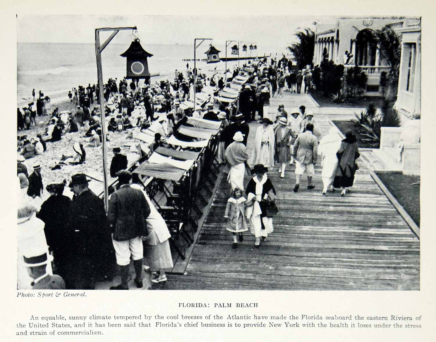 1925 Print Boardwalk Palm Beach Florida Atlantic Ocean Seaside Resort XGAG2 - Period Paper
