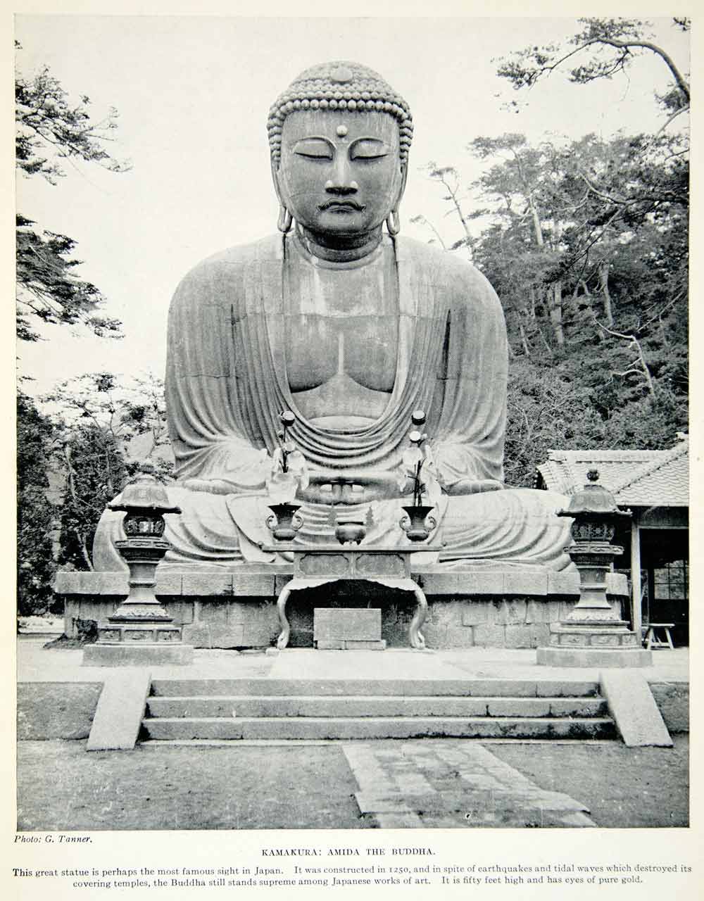 1925 Print Amida Buddha Statue Kotoku-in Temple Kamakura Kanagawa Japan XGAG2