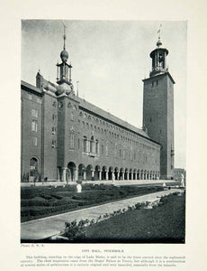 1925 Print City Hall Stockholm Sweden Scandinavia Romanesque Architecture XGAG2