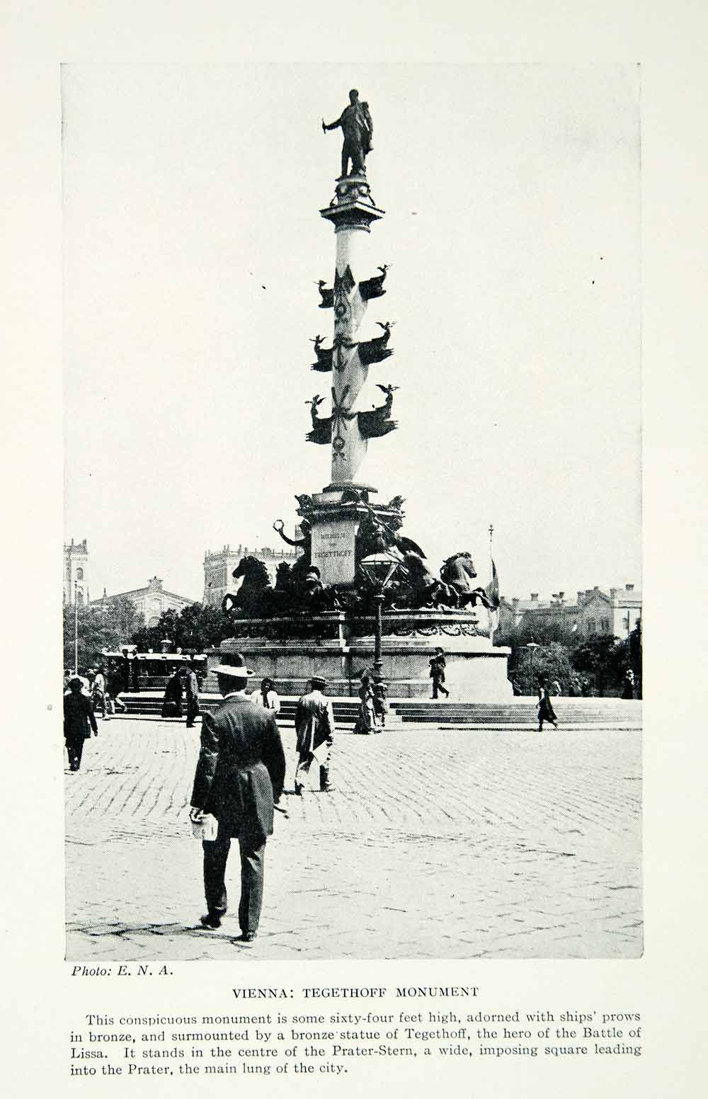 1925 Print Tegethoff Monument Praterstern Vienna Austria Europe Cityscape XGAG2