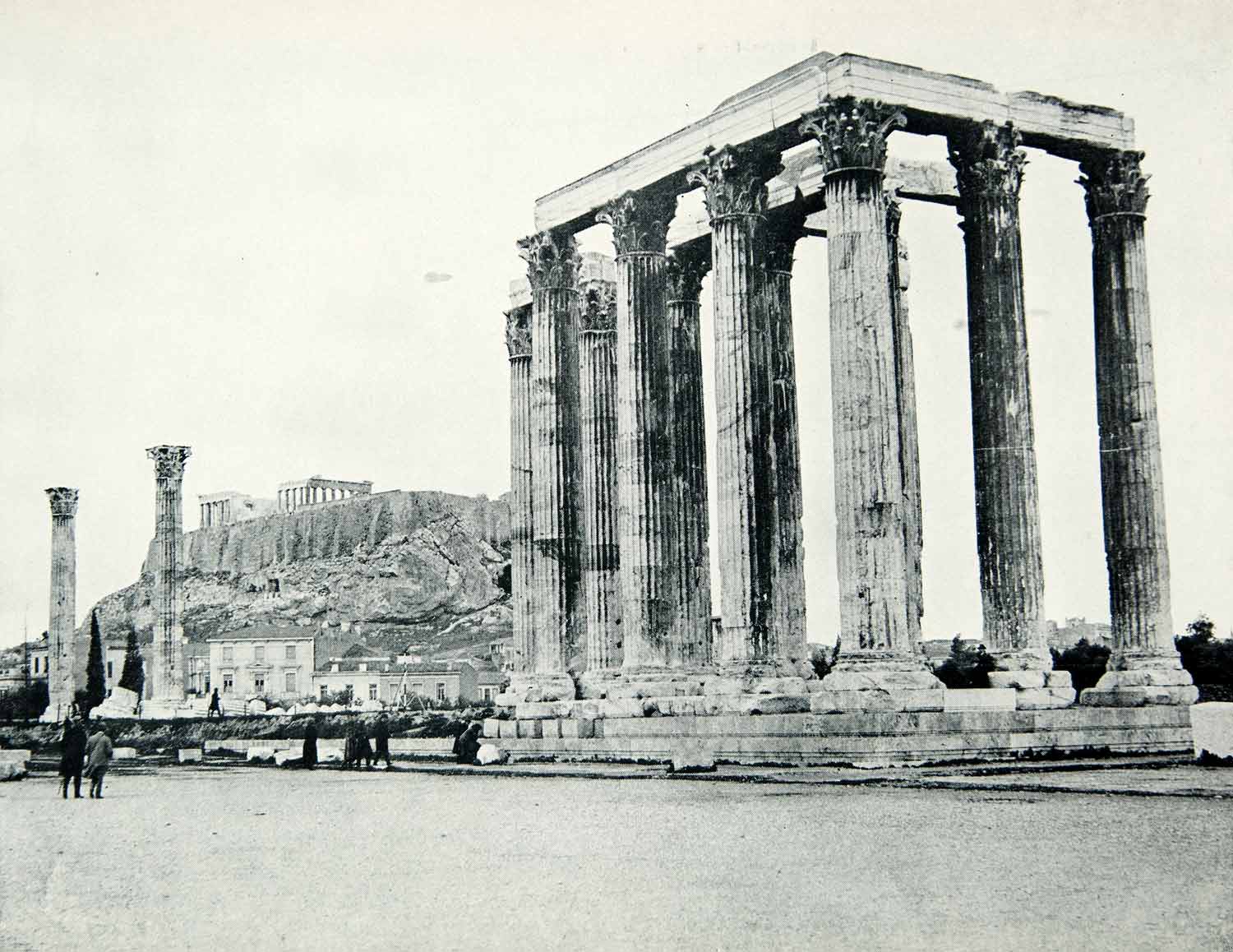 洋書 ANCIENT GREECE MONUMENTS AND SITES 1925 Print Temple Olympian Zeus Athens Greece Europe