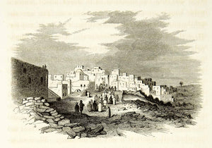1859 Wood Engraving Herodium Jerusalem Burial Place City Middle East XGAG3