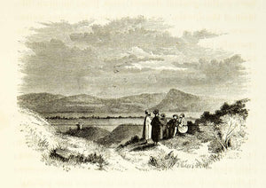 1859 Wood Engraving Mount Pisgah Nebo Landscape Biblical Landmark Arab XGAG3