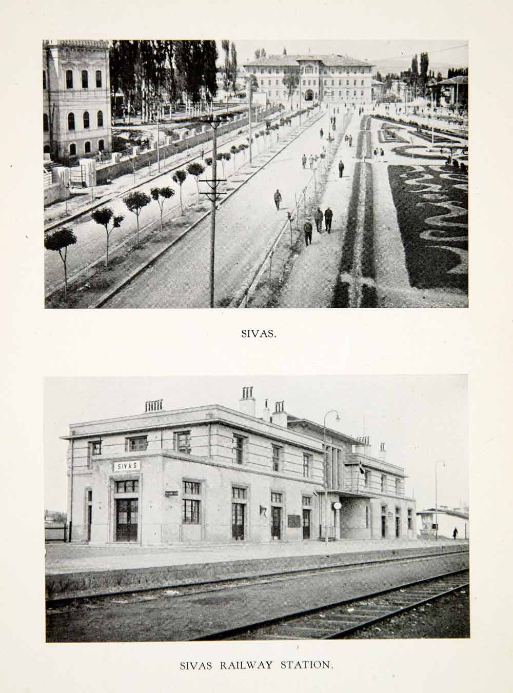 1937 Print Sivas Turkey Railroad Station Railway Historic Landmark Street XGAG4