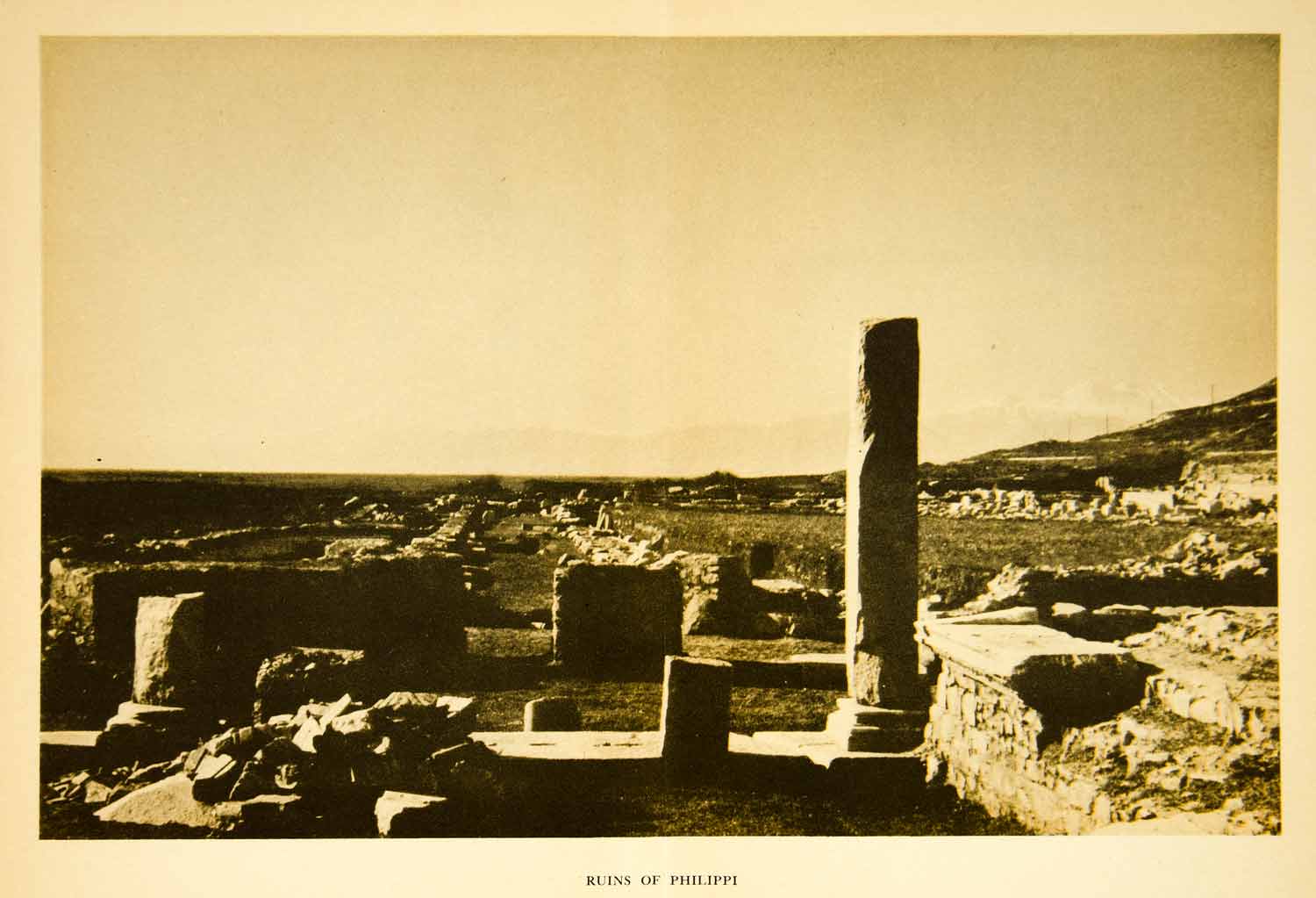 1936 Print Philippi Ruins Filippoi Archaeological Site View Column Greece XGAG6