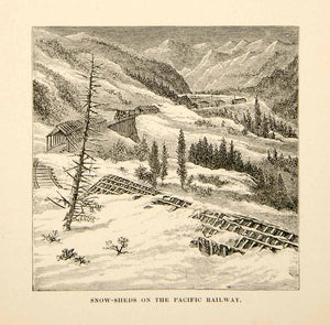 1902 Wood Engraving Pacific Railway Snow-Sheds Railroad Tracks Sierra XGAG7