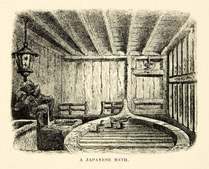 1902 Wood Engraving Japanese Bath Traditional Interior Lamp Room Customary XGAG7