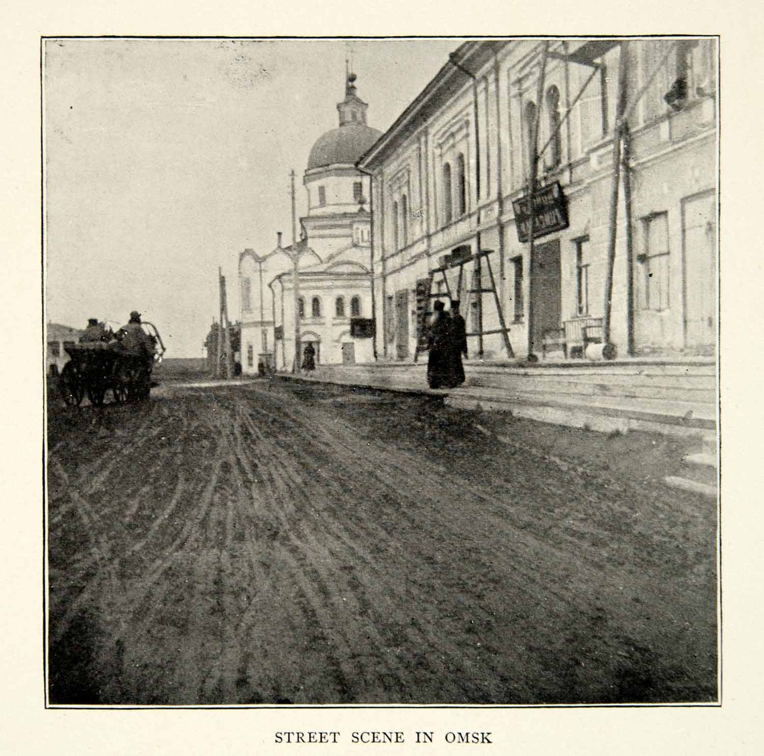 1899 Print Omsk Oblast Siberia Russia Dormition Cathedral Street Cityscape XGAG8