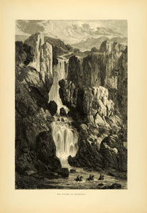 1875 Wood Engraving Occobamba Ravine Landform Canyon Erosion Stream XGB3