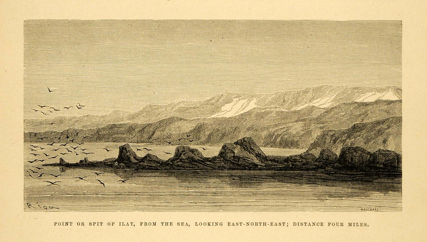 1875 Wood Engraving Islay Peru Sea Pacific Ocean Landscape Mountains XGB3