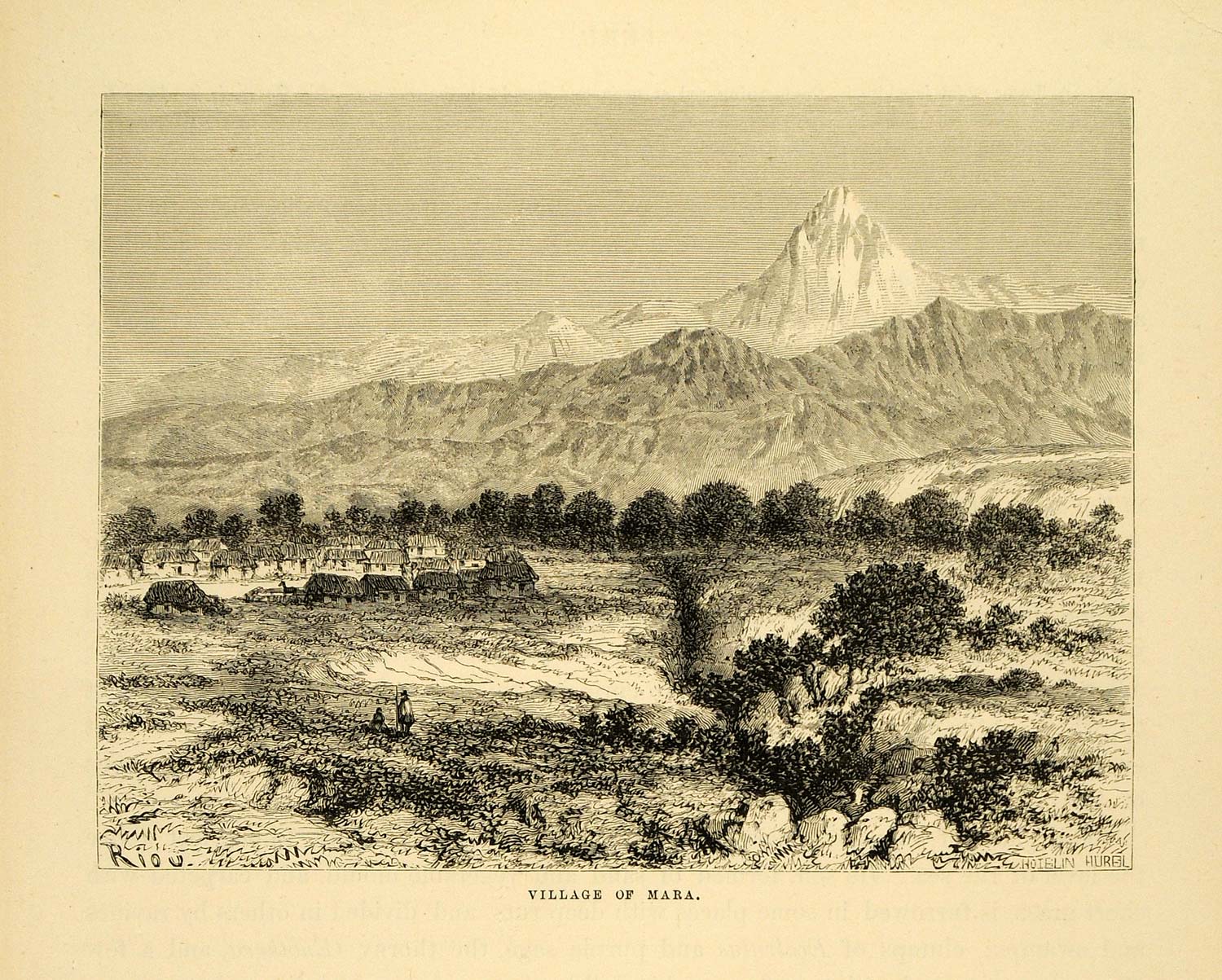 1875 Wood Engraving Mara Village Echarate District La Convencion Peru XGB3