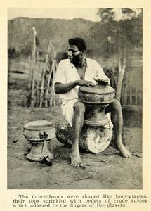 1925 Print Dance Drums Rubber Music Instrument Africa Musician Portrait Art XGB6