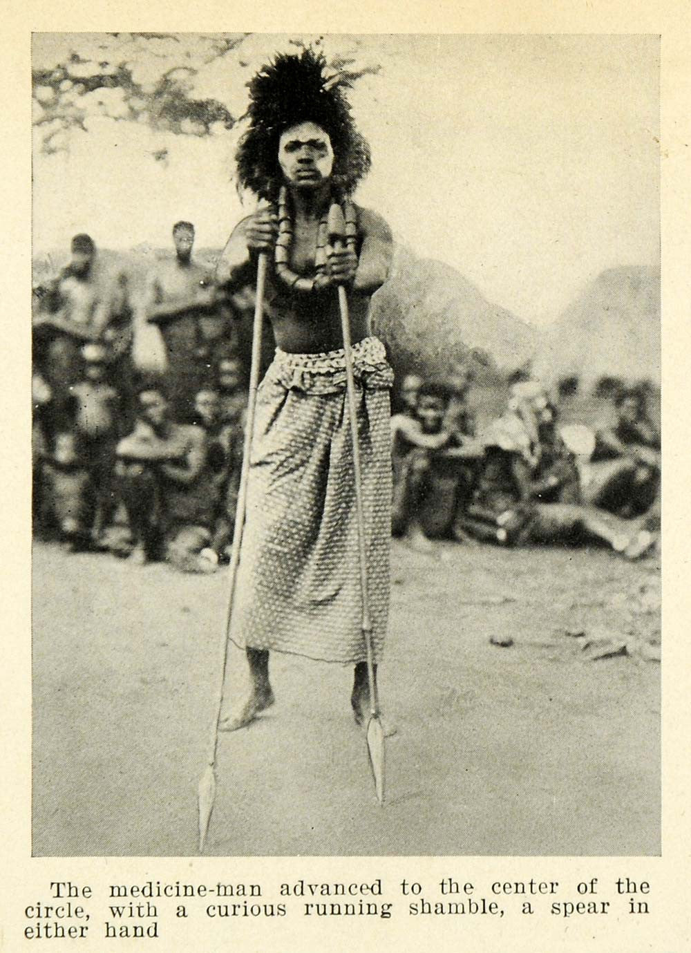 1925 Print Medicine Man Congo Africa Spear Costume Fashion Face Paint XGB6 - Period Paper

