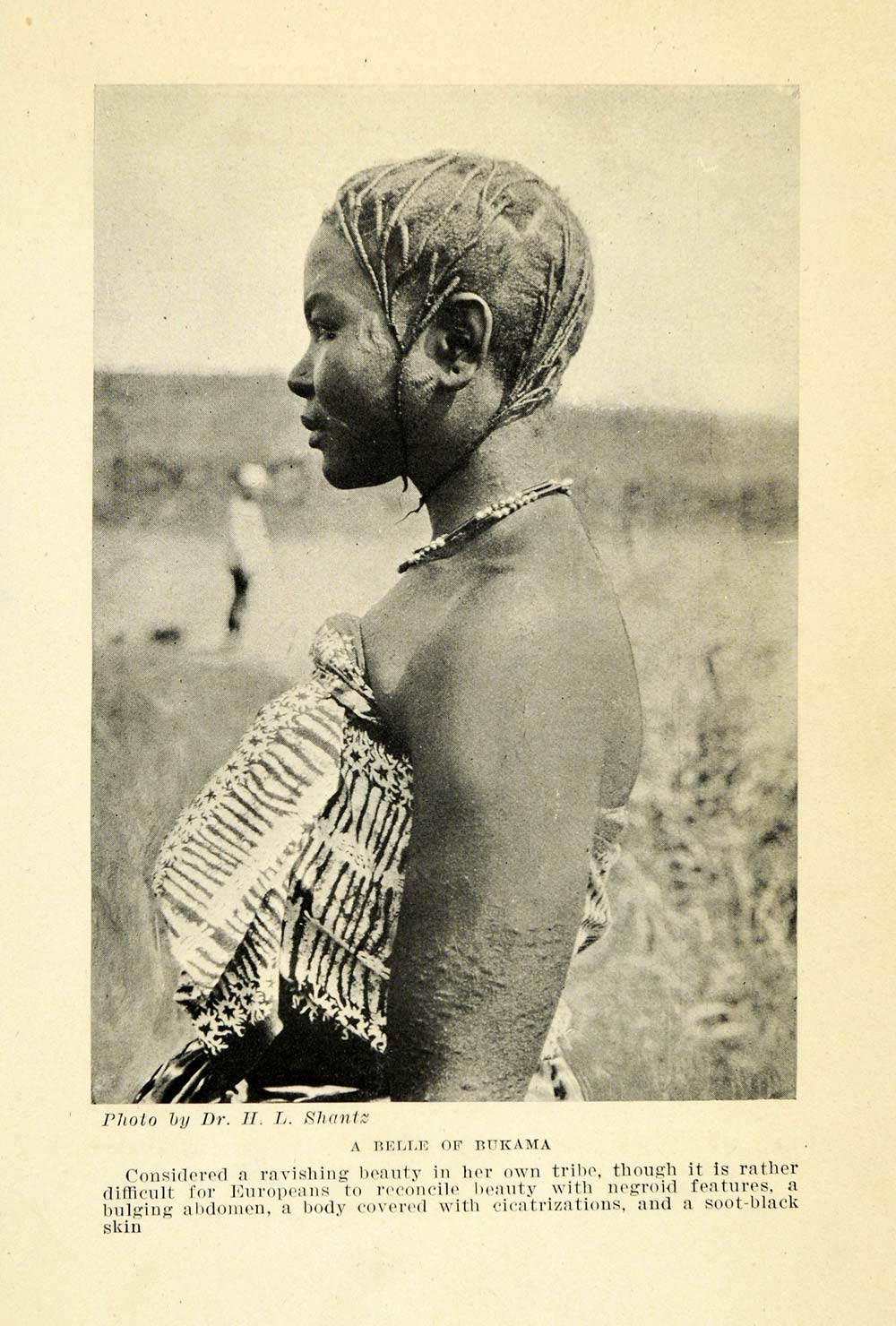 1925 Print Shantz Bukama Tribe Village Congo Portrait Tattoo Textile Racism XGB6
