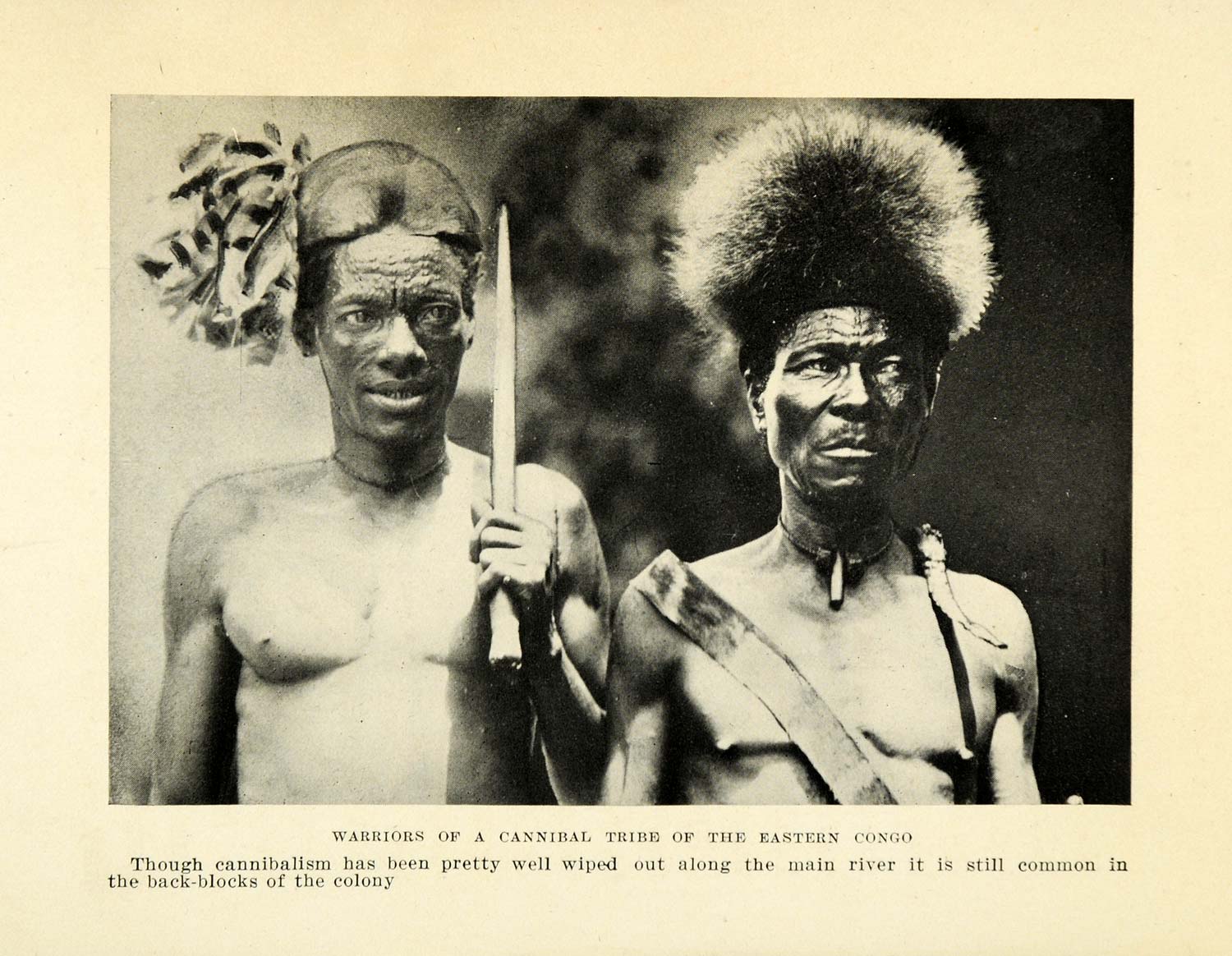 1925 Print Warriors Cannibal Tribe Congo Colongy Fashion Portrait Art XGB6