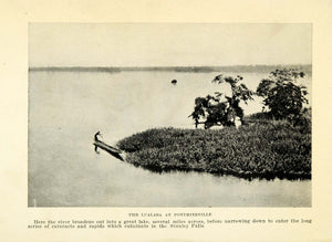 1925 Print Lualaba River Ponthierville Congo Stanley Falls Ubundu Boat XGB6