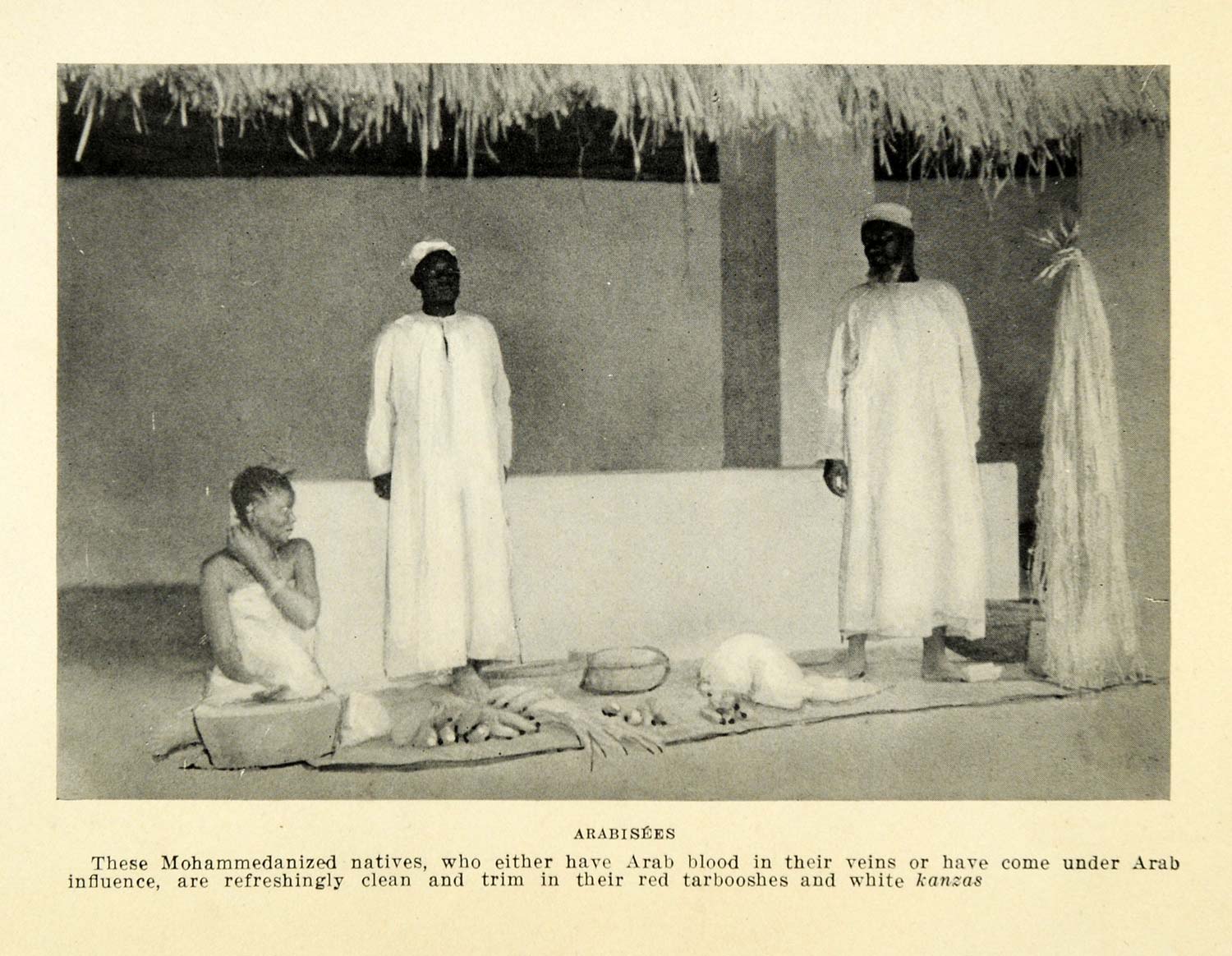 1925 Print Arabisees Mohammed Portrait Africa Arab Kanza Tarboosh Men Robe XGB6