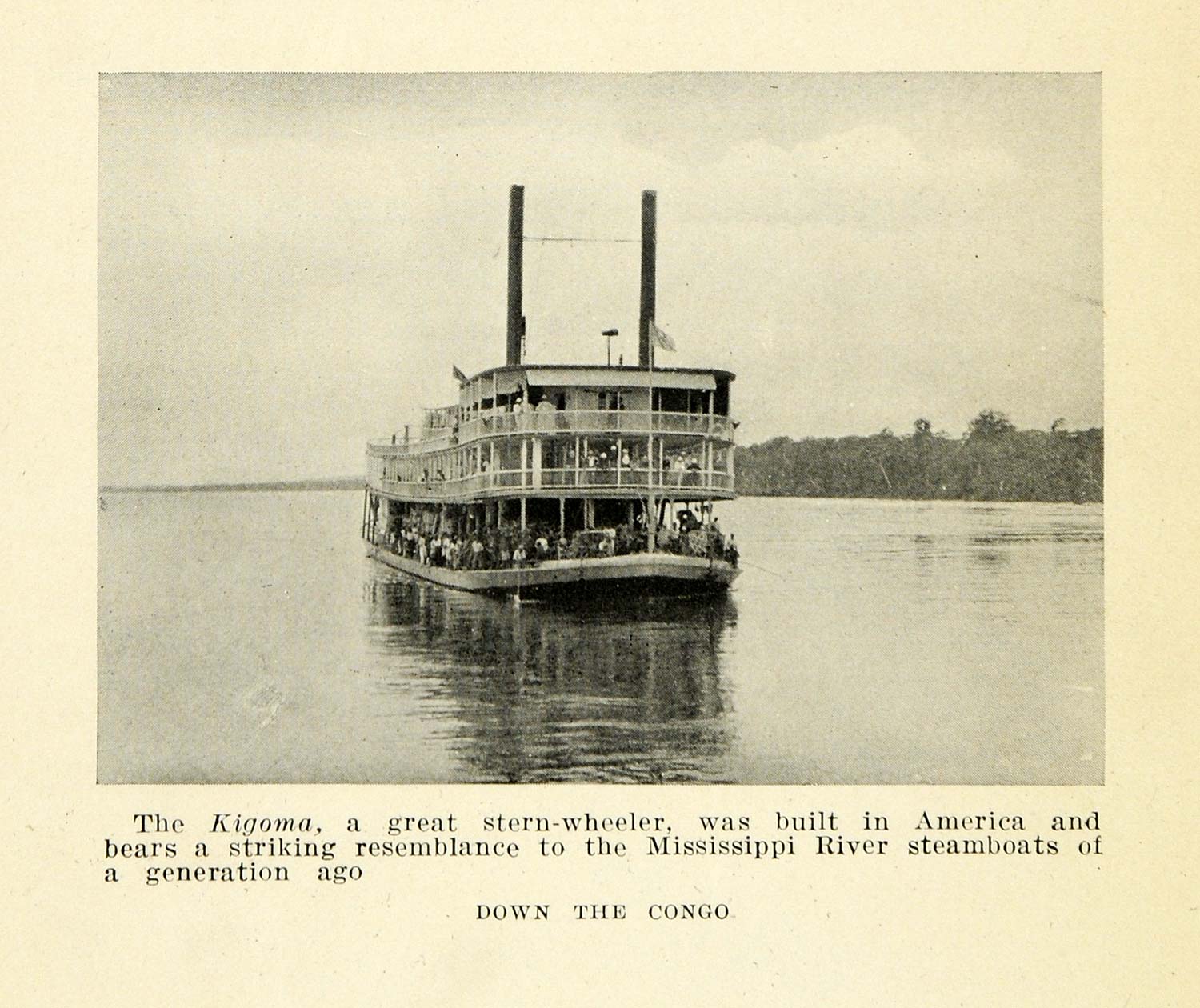 1925 Print Kigoma Mississippi River Congo Boat Water Democratic Republic XGB6