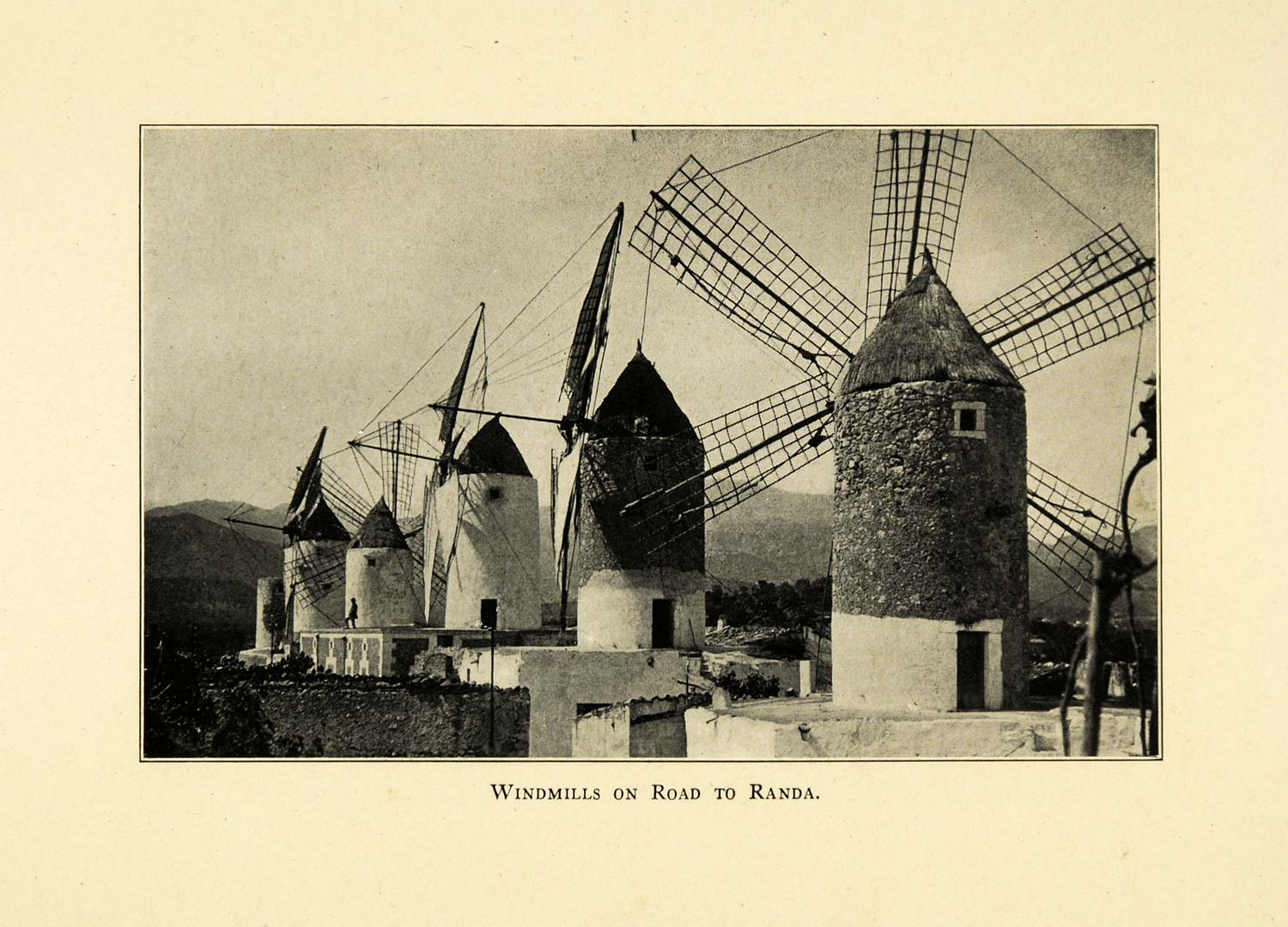 1927 Print Windmills Randa Mallorca Majorca Ruins Spain Farming Agriculture XGB7