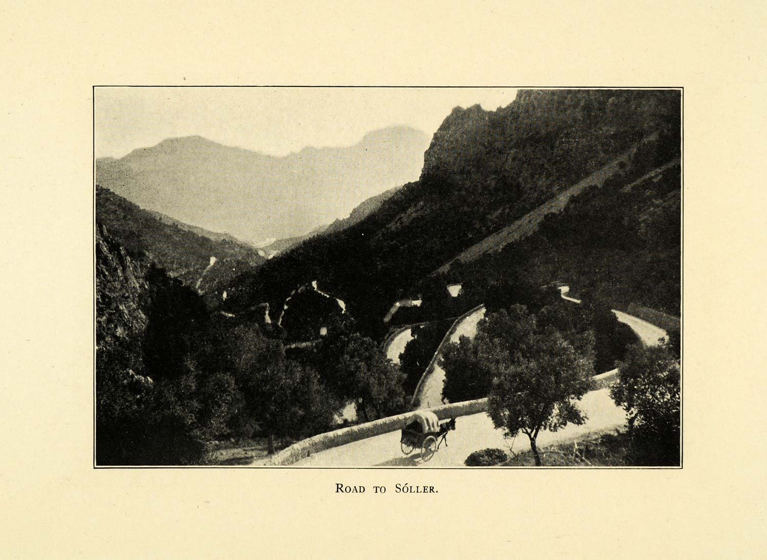 1927 Print Soller Landscape Mallorca Majorca Spain Espana Road Cart Horse XGB7