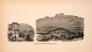 1873 Wood Engraving Ruins Saint Johns Church Ephesus Burial Site Wolcott XGBA2