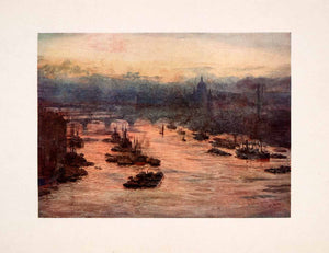 1905 Print London Bridge Thames St. Paul's Cathedral William Lionel Wyllie Art