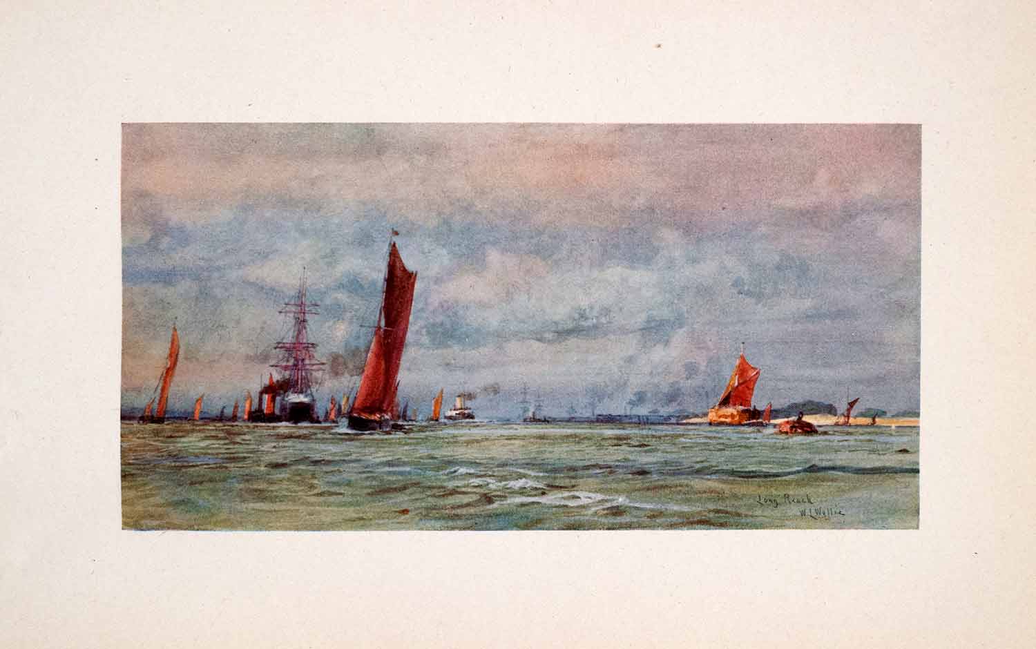 1905 Print Purfleet Long Reach Thames River England William Lionel Wyllie Art