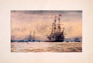 1905 Print HMS Exmouth Shaftesbury Grays Royal Navy William Lionel Wyllie Art