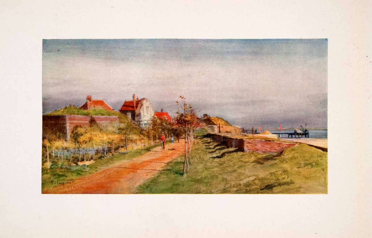 1905 Print Tilbury Fort Essex England Thames River William Lionel Wyllie Art