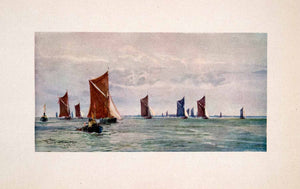 1905 Print Barge Race Mouse Lightship Thames North Sea William Lionel Wyllie Art