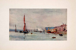 1905 Print Historic Chatham Dockyard Ropery Medway Port Ships William Wyllie Art