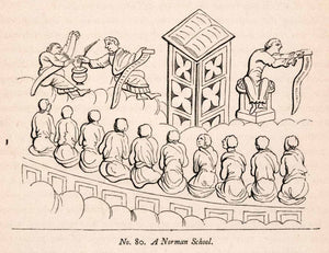 1862 Wood Engraving Frederick William Fairholt Norman School Teaching XGBA4