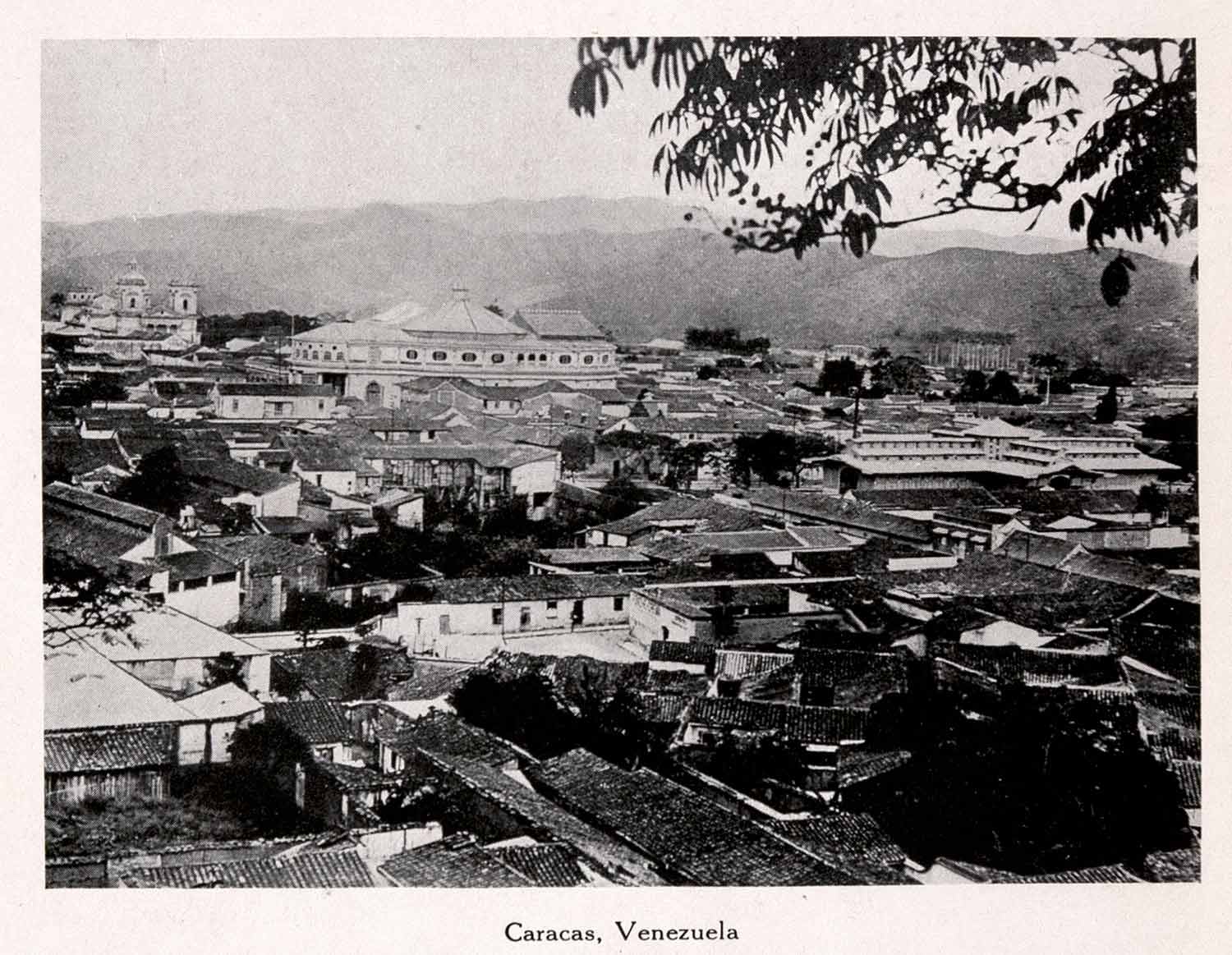 1911 Print2 Caracus Venezuela South American Cityscape Mountains Trees XGBA5