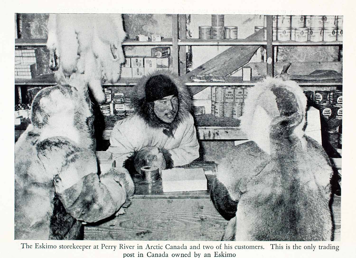 1951 Halftone Print Eskimo Inuit Perry River Canada Arctic Store Trading XGBA8