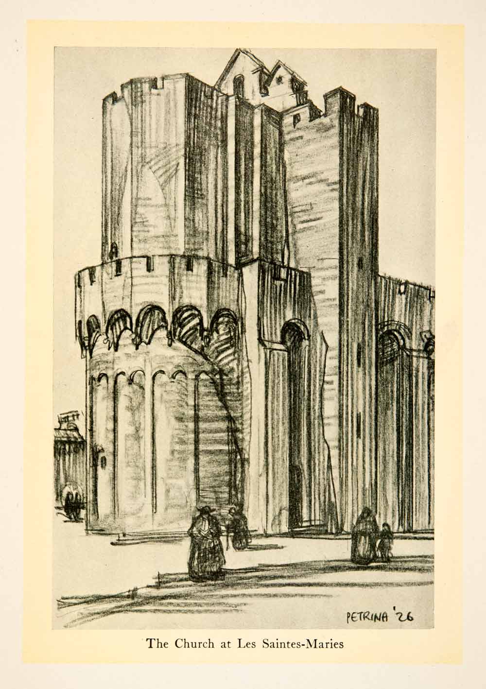 1926 Photolithograph Les Saintes Maries Church France Religion Giovanni XGBB2
