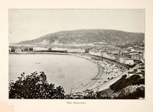 1901 Print Cityscape San Sebastian Bay Biscay Shore Landscape Housing XGBB3