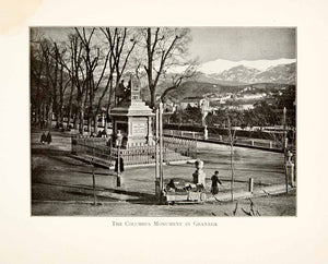 1901 Print Columbus Monument Granada Spain Historic Landscape Cityscape XGBB3