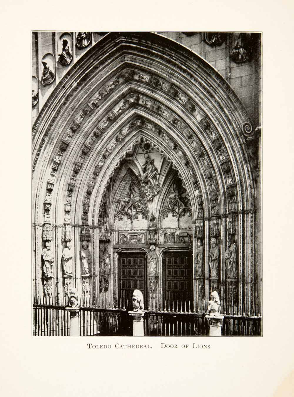 1901 Print Door Lions Cathedral Toldeo Spain Historic Architecture Church XGBB3