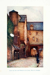 1906 Color Print Logis Roi Tourelle Guet Mont Saint Michel France Arthur XGBB4