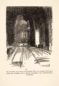 1930 Lithograph Salt Mine Slatinske Ruthenia Gothic Solotvyno Caswell XGBB5