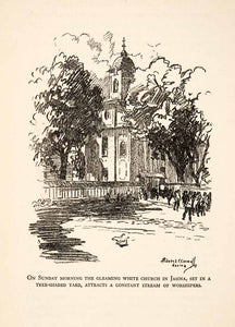 1930 Lithograph Church Jasina Ukraine Religious Edward Caswell Art XGBB5