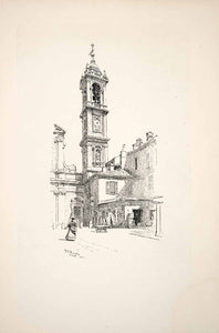 1907 Lithograph Basilica St. Stefano Maggiore Bell Tower Ernest Peixotto XGBB7