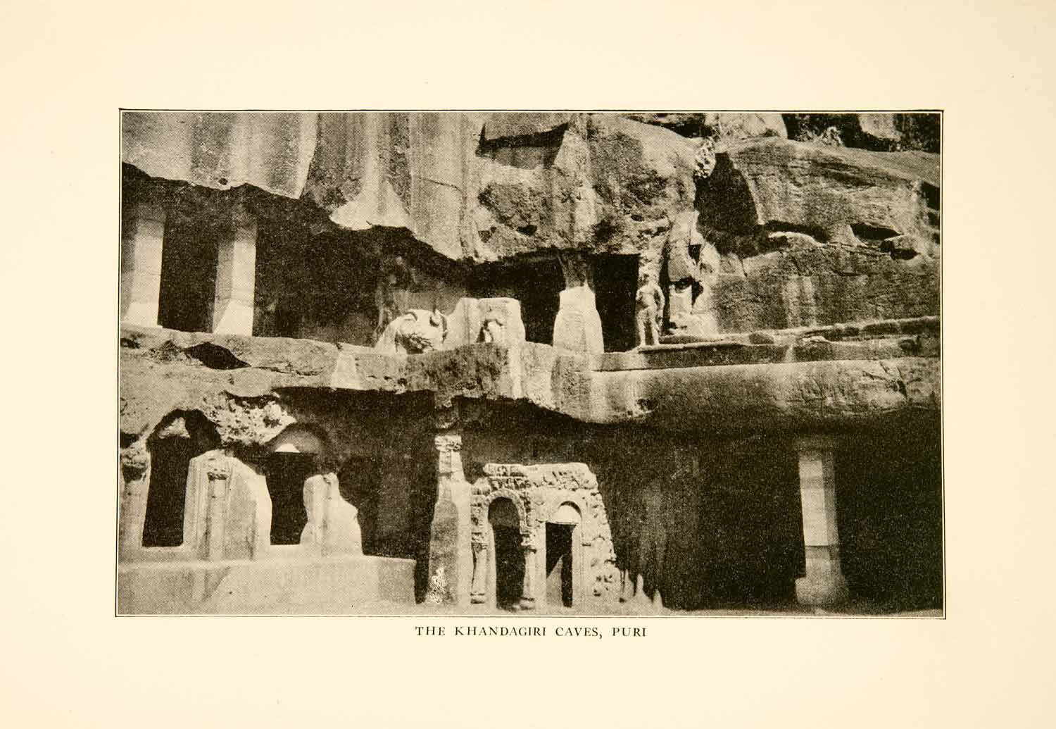 1929 Print Khandagiri Archaeology Carved Caves Orissa India Historical XGBB9