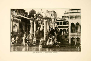 1929 Print Mathura Muttra India River Fire Worship Architecture Historic XGBB9
