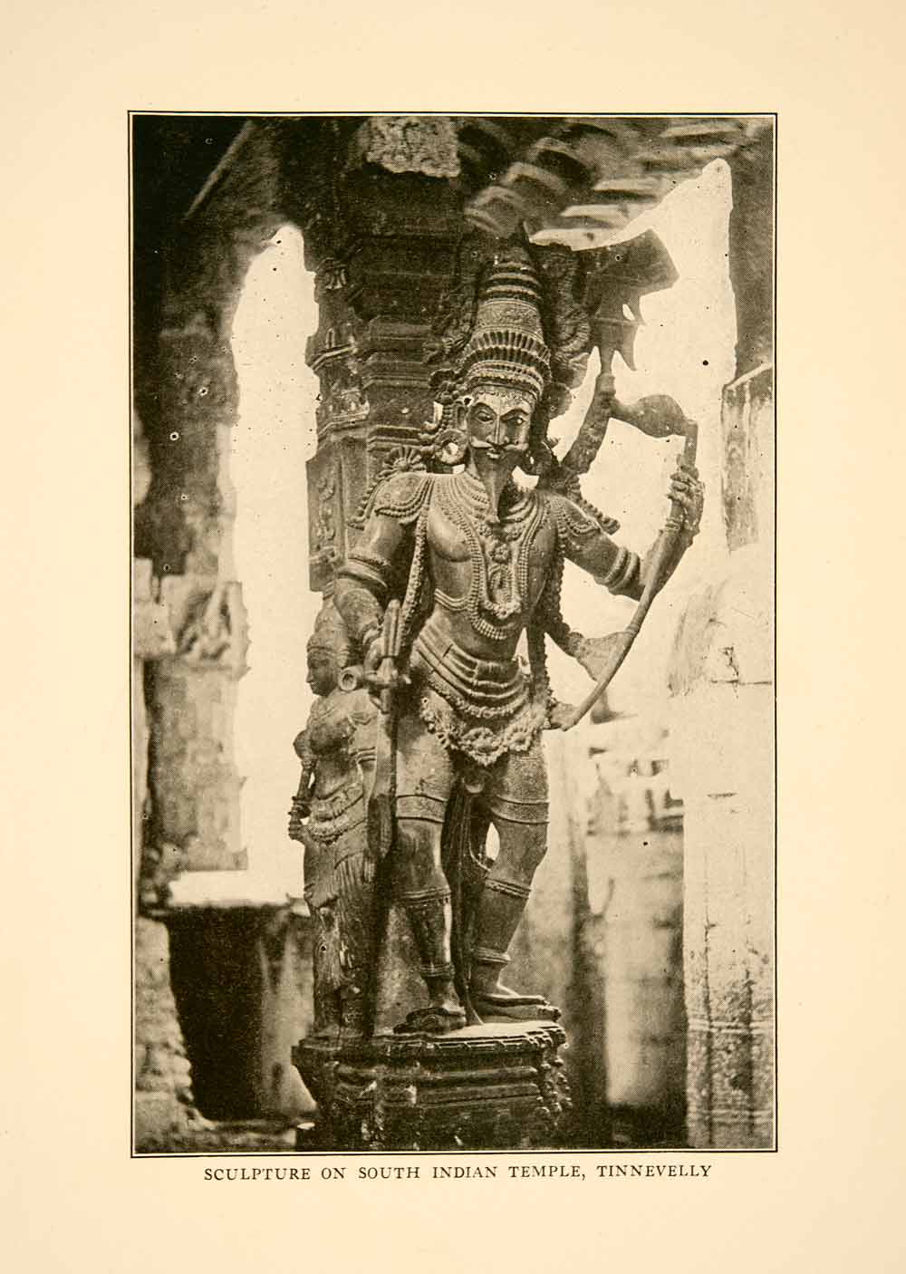 1929 Print Tinnevelly Indian Hindu India Temple Sculpture Statue XGBB9