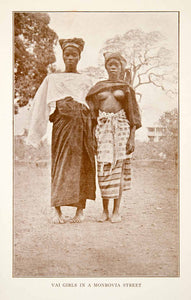 1910 Print Vai Girls Women Native Ethnic Liberia Africa Costume Fashion XGBC3