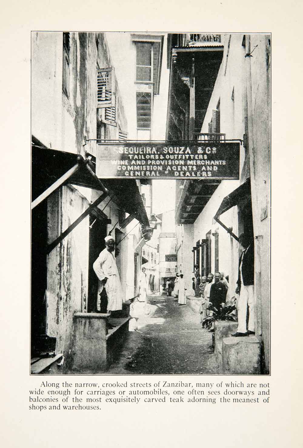 1924 Print Cityscape Street Scene Shops Market Portrait Zanzibar Tanzania XGBC4