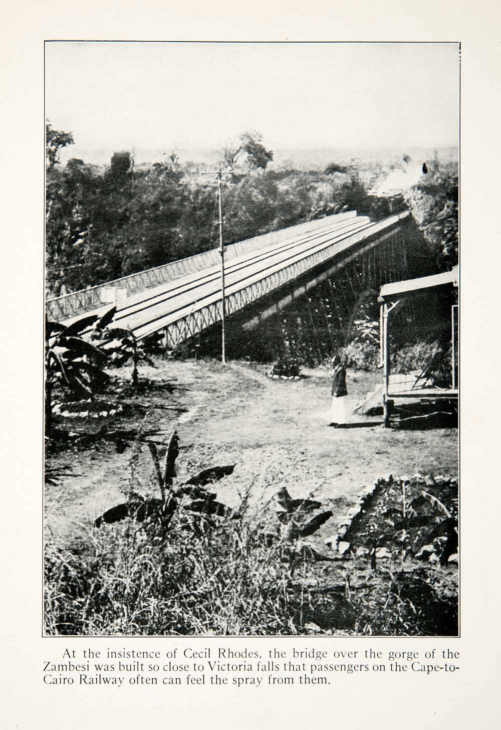 1924 Print Zambesi River Gorge Victoria Falls South Africa Cecil Rhodes XGBC4