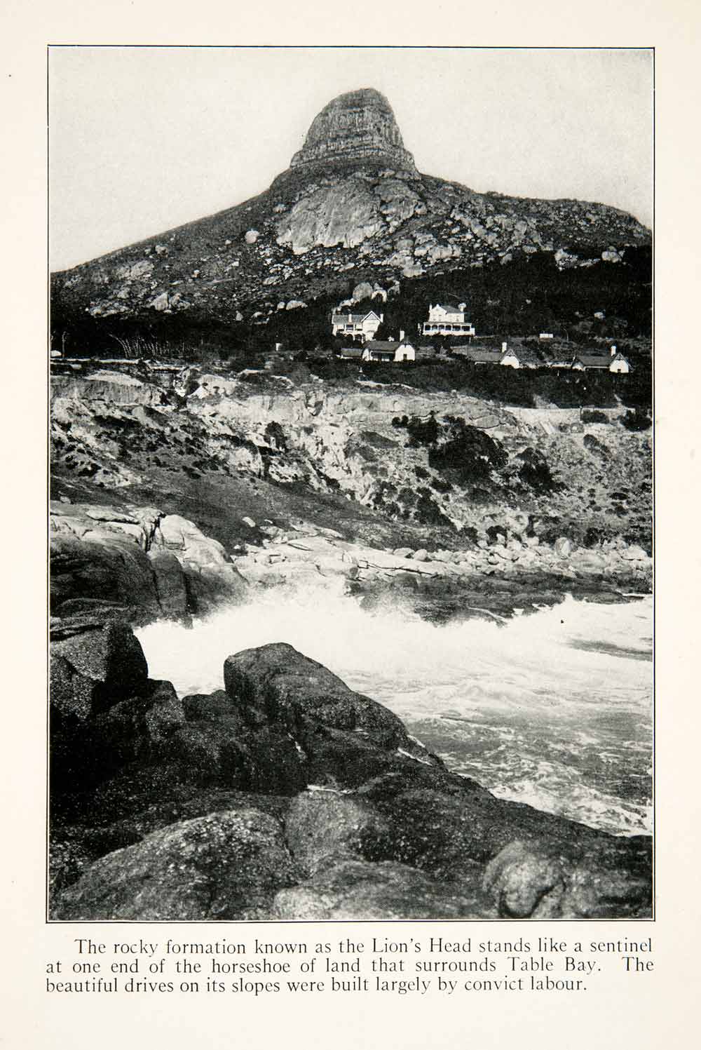 1924 Print Lions Head Rock Formation Table Bay Landscape Cape Town South XGBC4